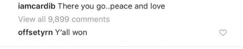 Cardi b offset comment on instagram breakup