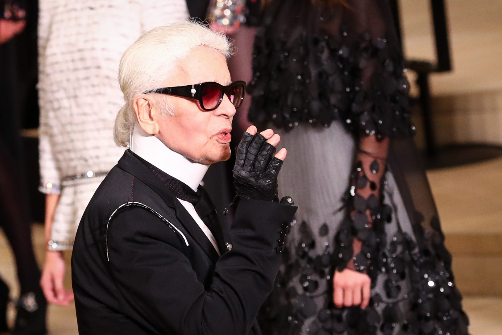 Karl Lagerfeld at the Chanel Metiers d•Art fashion show 