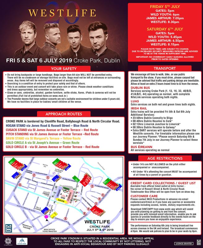 Croke Park Seating Chart Westlife