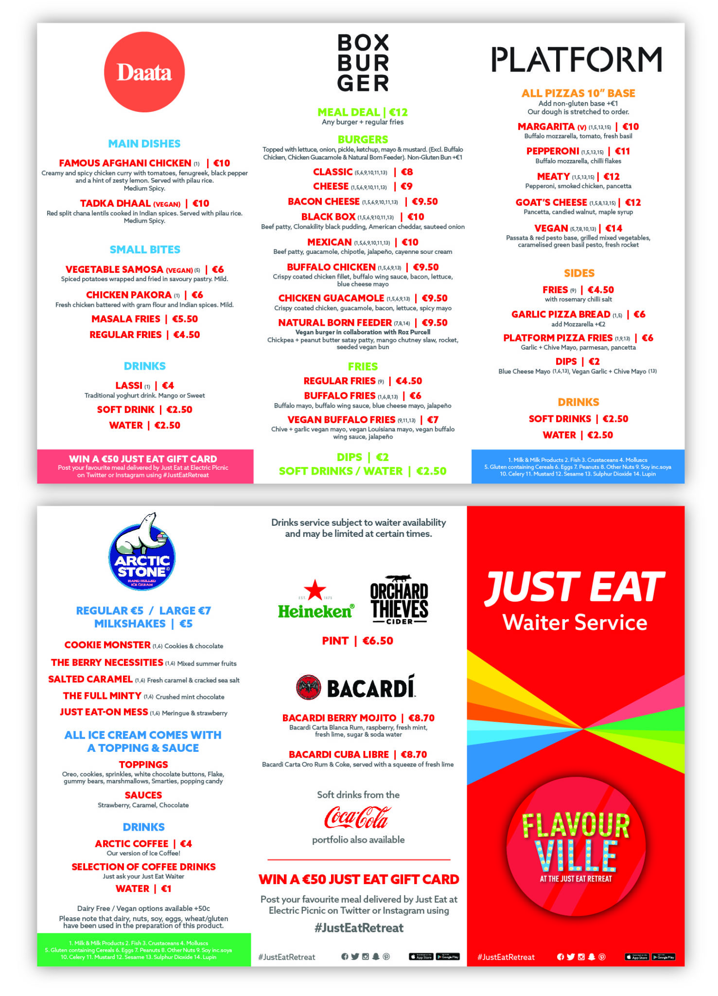 Just eat menus on sale