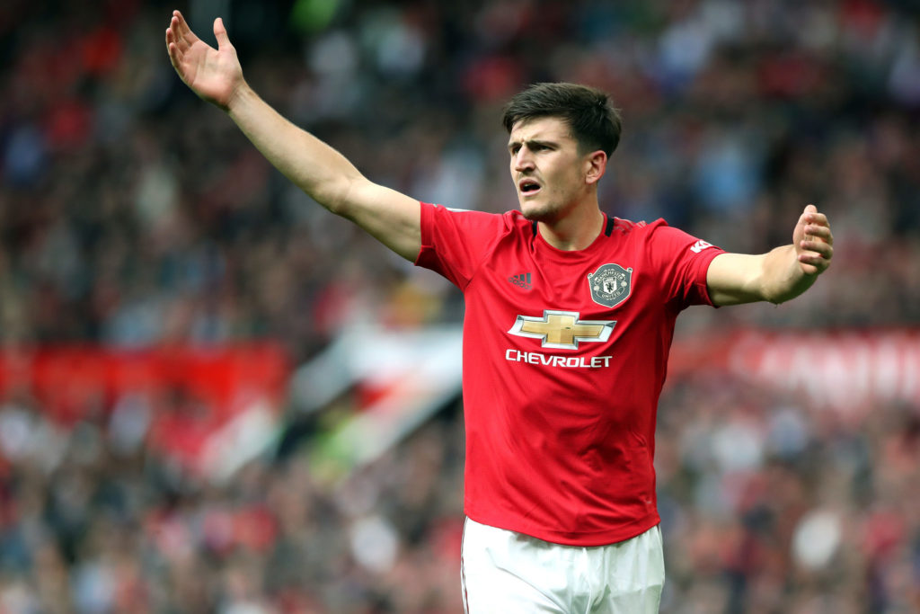 Harry Maguire raising his arms