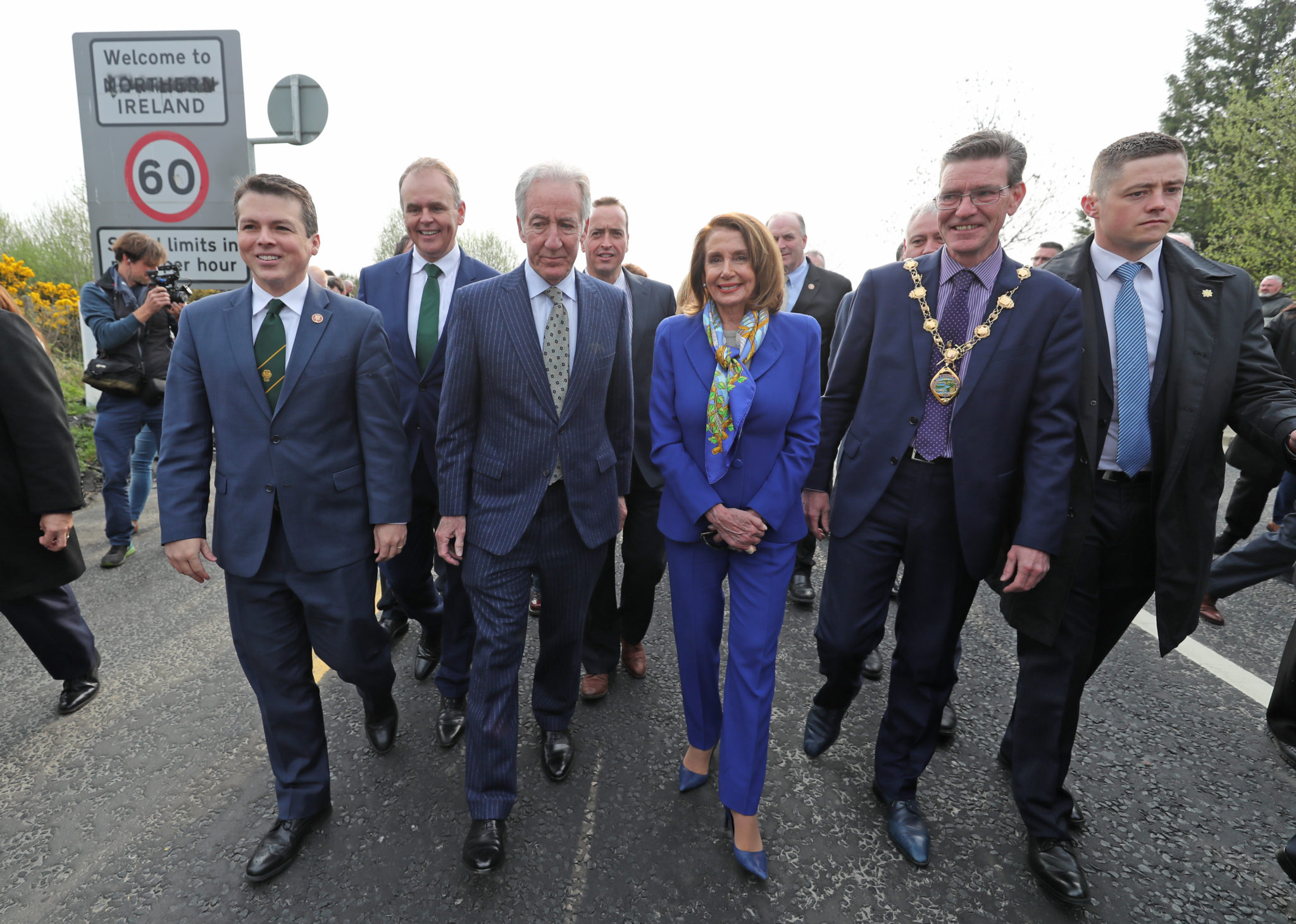 Congressman Brendan Boyle with Democratic leaders on a visit to Ireland, 18-04-2019. President Donald Trump