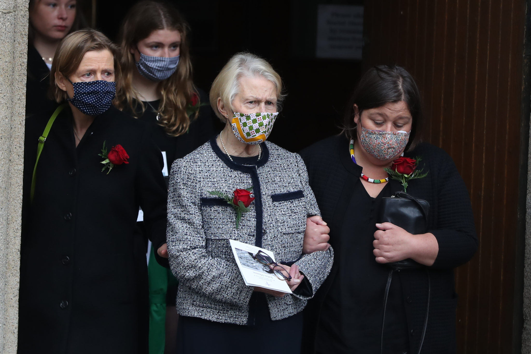 Patricia Hume, the widow of John Hume leaves St Eugene's Cathedral in Derry following his funeral service
