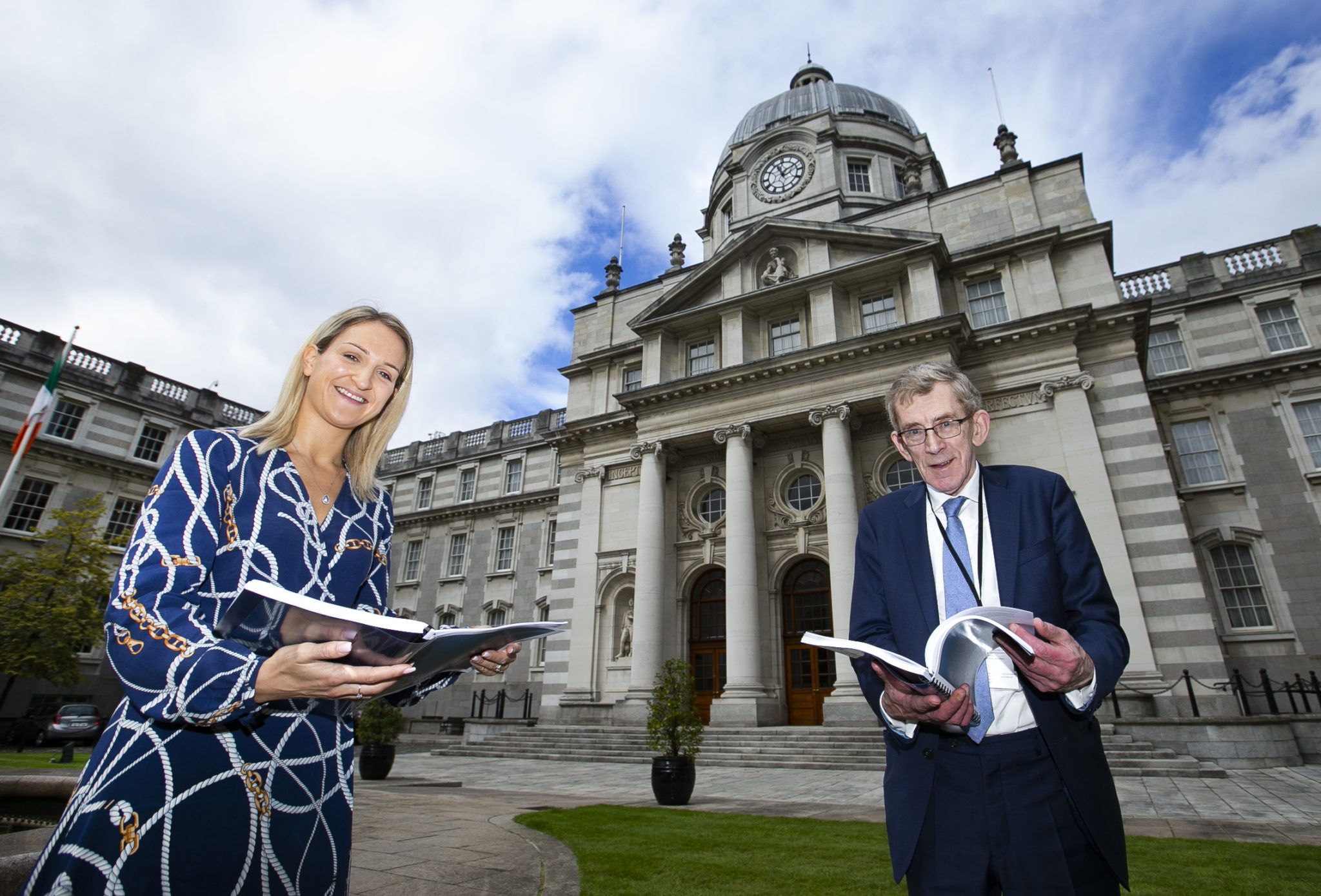 The Justice Minister Helen McEntee and barrister Tom O’Malley at the launch of the O’Malley Review of Protections for Vulnerable Witnesses in the Investigation and Prosecution of Sexual Offence