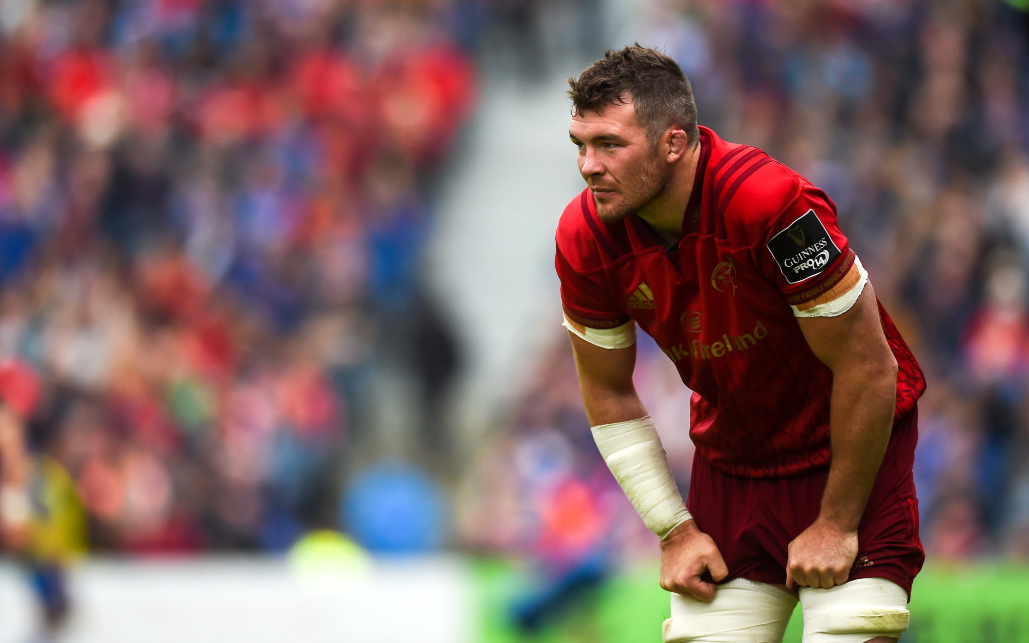 Peter O'Mahony of Munster during the Guinness PRO14 semi-final match between Leinster and Munster at the RDS Arena in Dublin