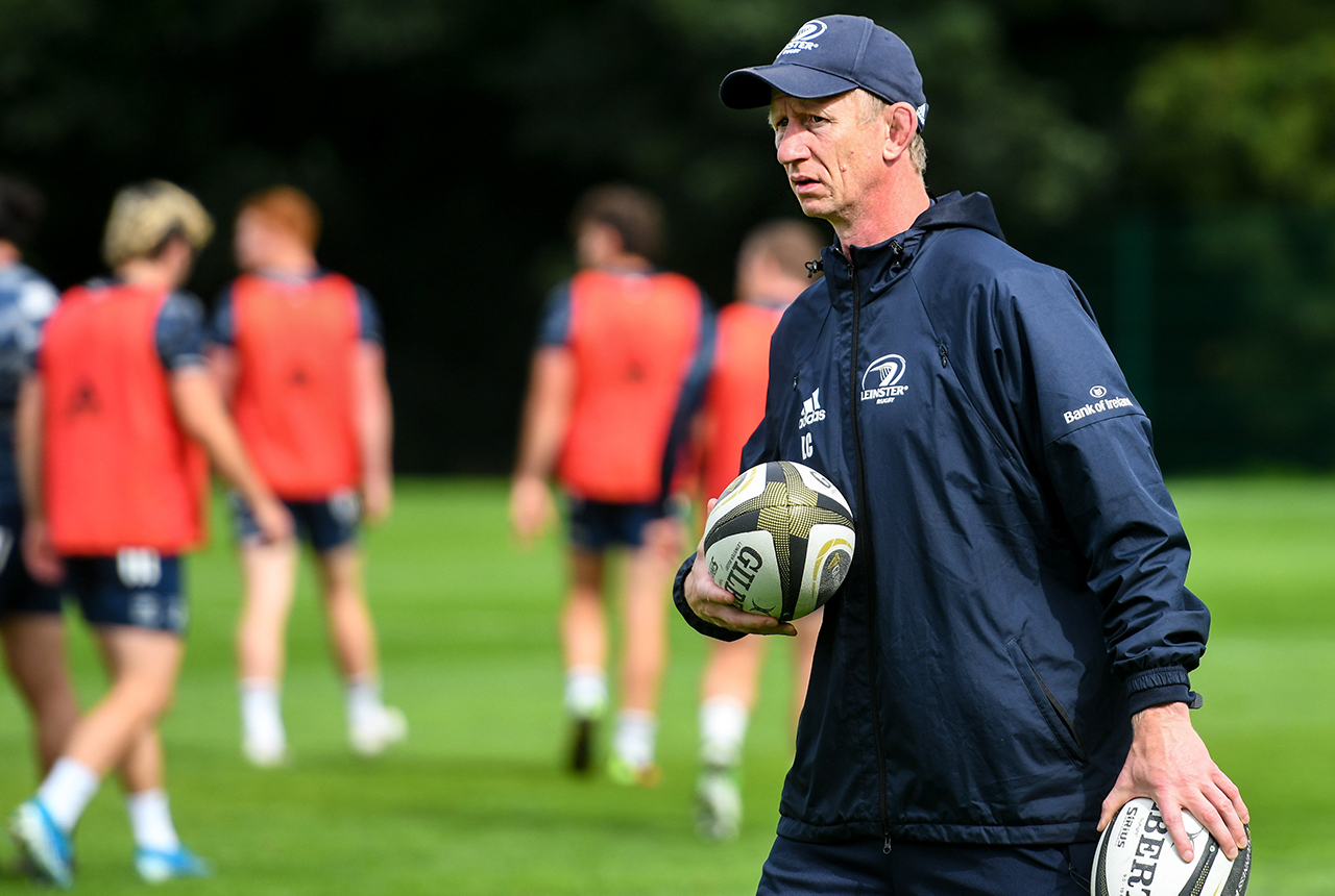 Head coach Leo Cullen during Leinster Rugby squad training at UCD in Dublin.