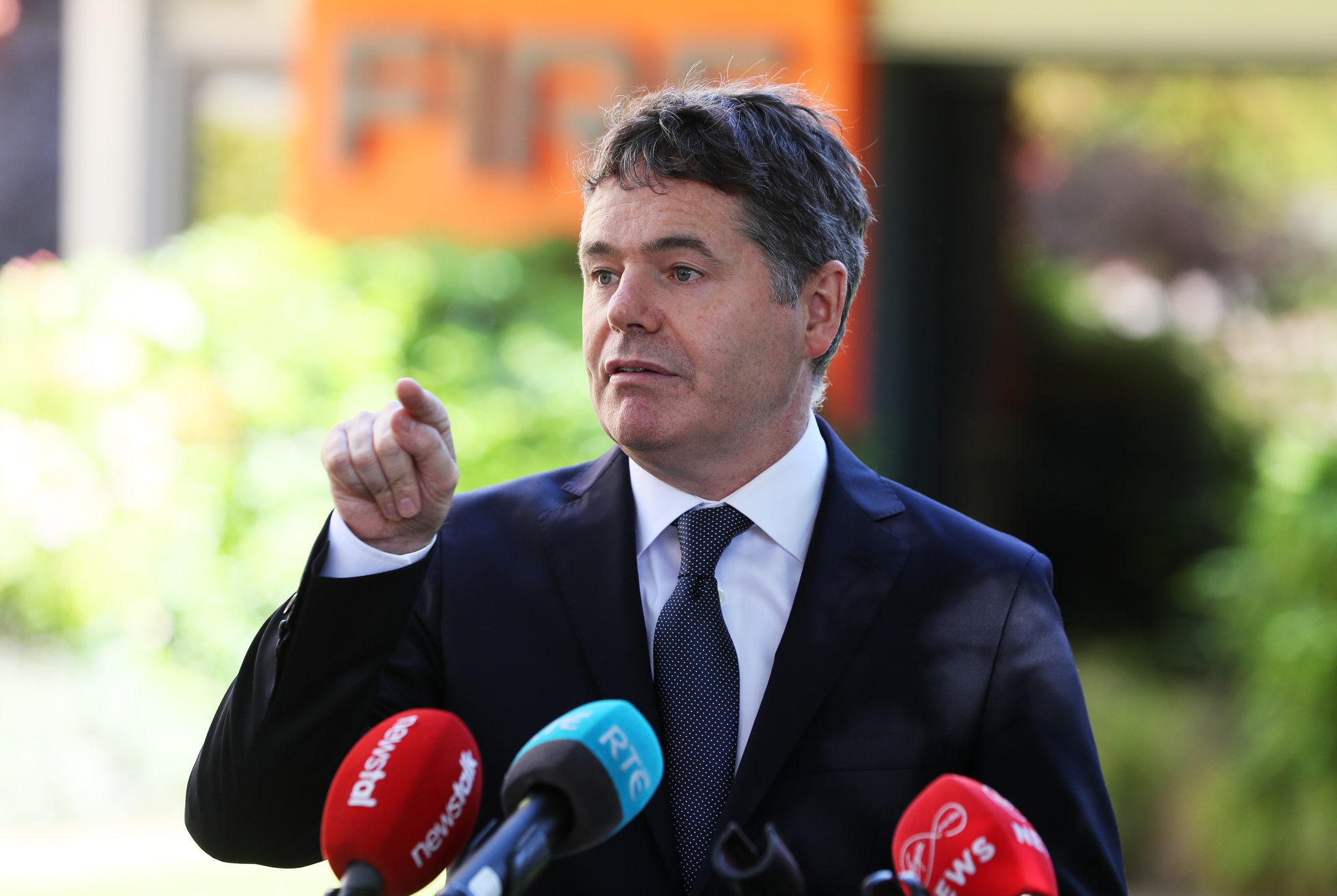 Finance Minister Paschal Donohoe at the launch of the Stay and Spend scheme in Dublin. Recession COVID-19
