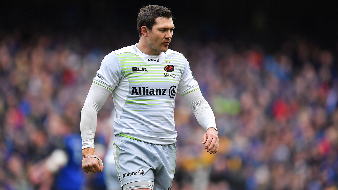 Alex Goode of Saracens during the European Rugby Champions Cup quarter-final match between Leinster and Saracens at the Aviva Stadium in Dublin