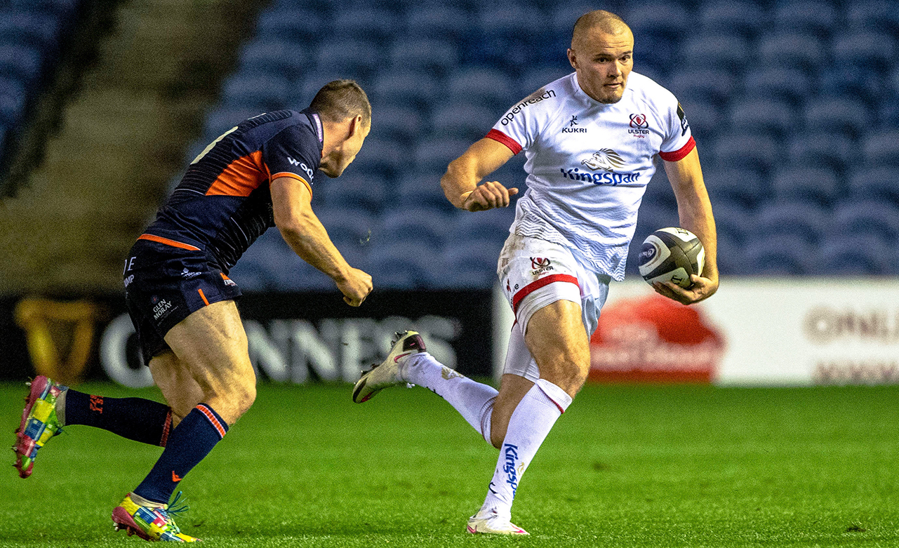 Jacob Stockdale of Ulster during the Guinness PRO14 Semi-Final match between Edinburgh and Ulster at BT Murrayfield