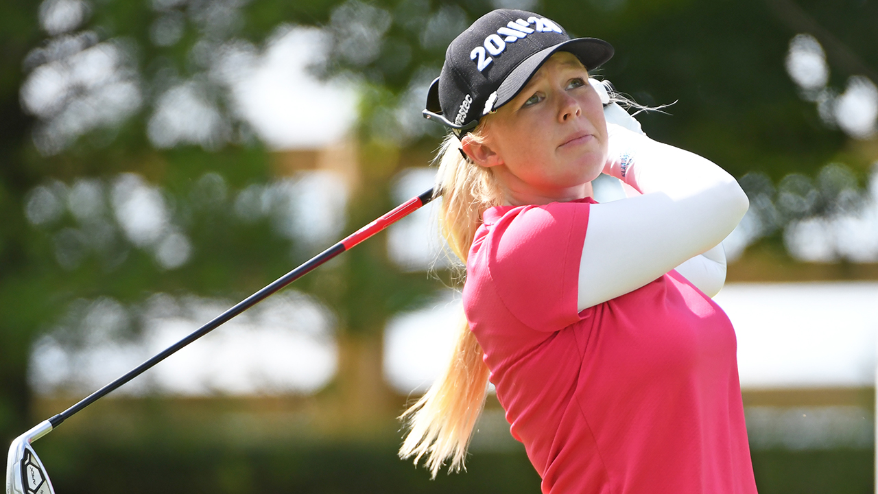 Stephanie Meadow (NIR) tees off on the 2nd hole during the final round of the LPGA