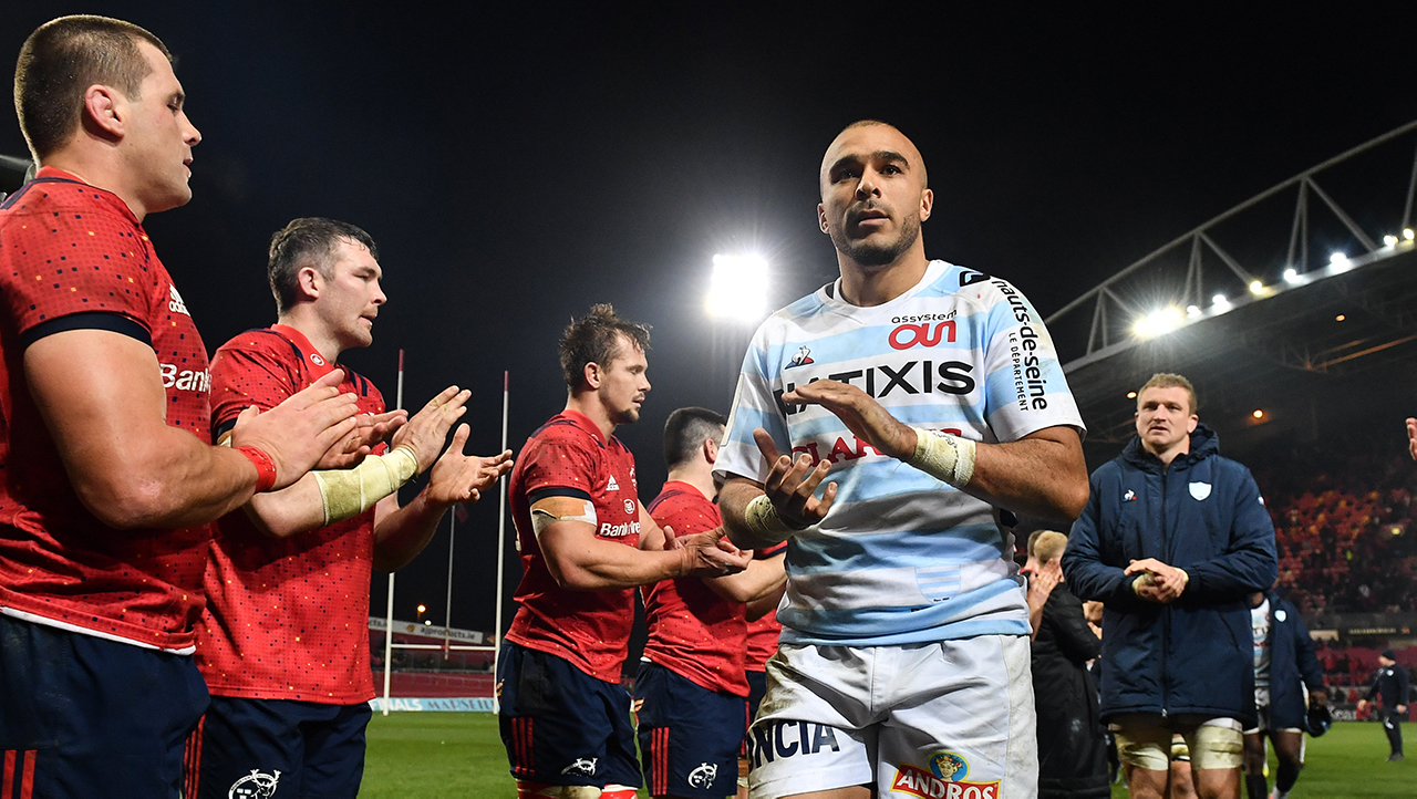 Simon Zebo of Racing 92 is applauded off the pitch following the Heineken Champions Cup Pool 4 Round 2 match between Munster and Racing 92 at Thomond Park in Limerick