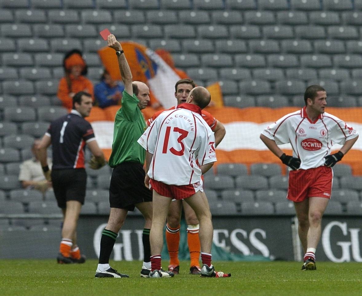 Peter Cnanvan being sent off - Canavan told off the ball about David Clifford