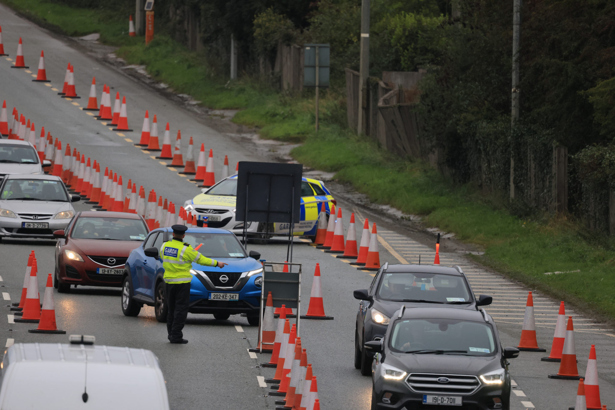 South bound traffic on the N7 at a garda COVID-19 checkpoint at Castlewarden.