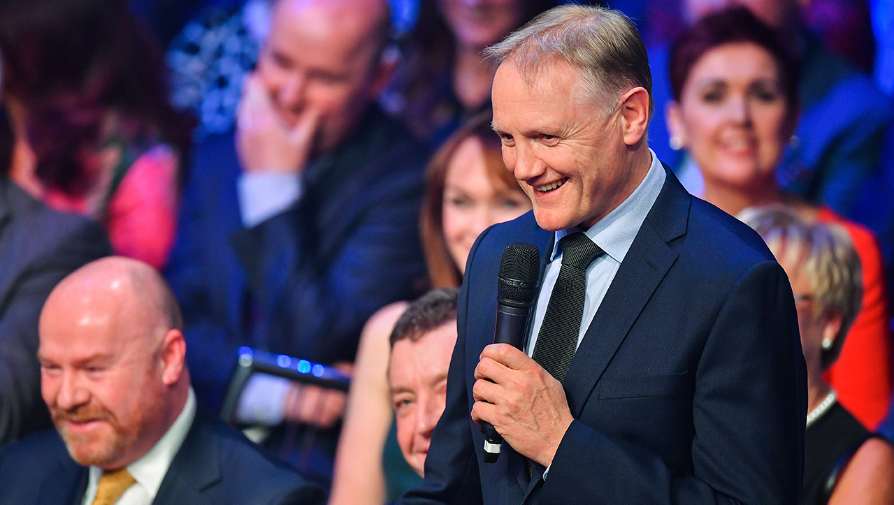 Former Ireland rugby head coach Joe Schmidt speaking at the Conferring of the Honorary Freedom of Dublin City on Jim Gavin ceremony in the Round Room at the Mansion House, in Dawson St, Dublin.
