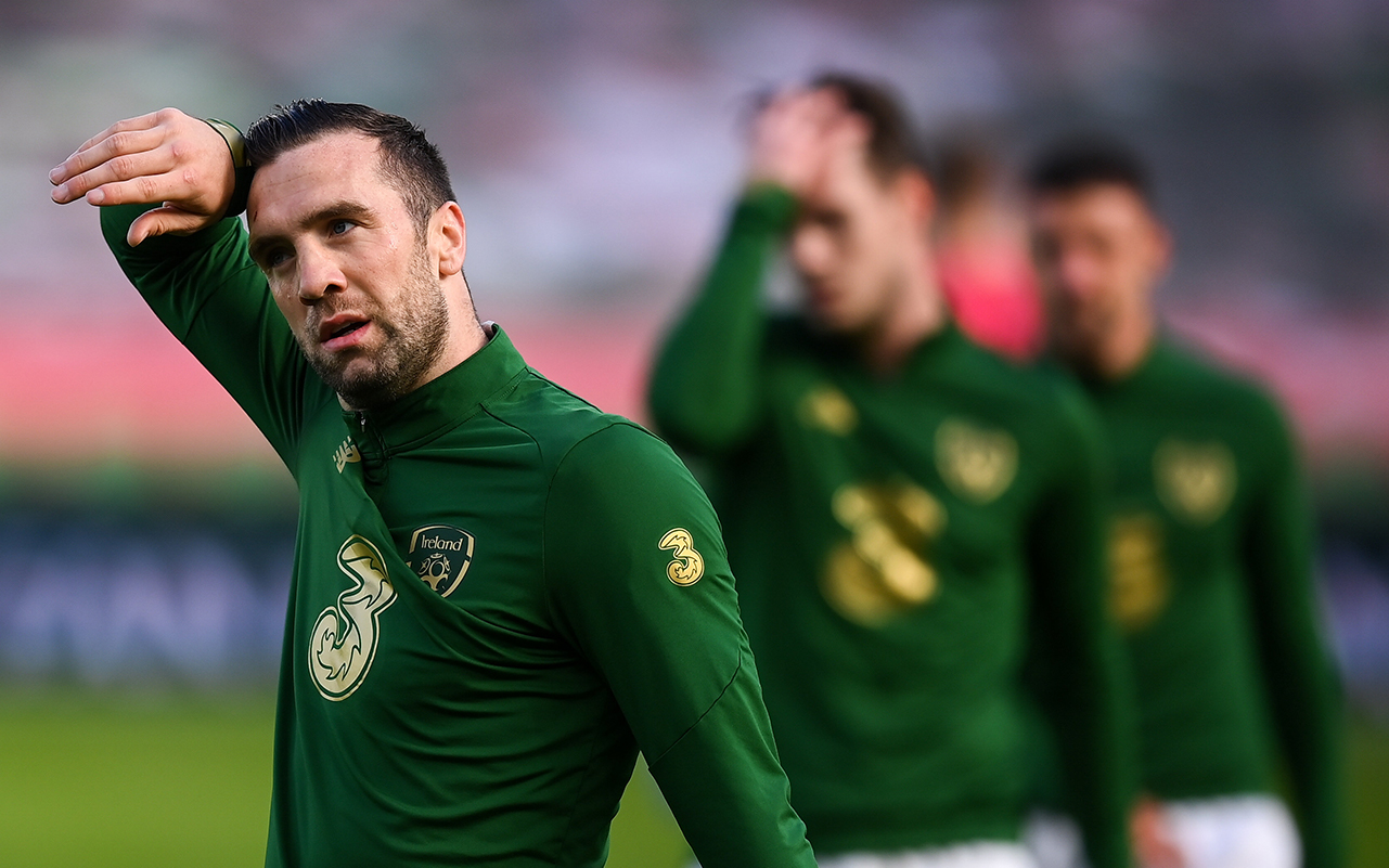Shane Duffy of Republic of Ireland ahead of the UEFA Nations League B match between Republic of Ireland and Wales at the Aviva Stadium in Dublin