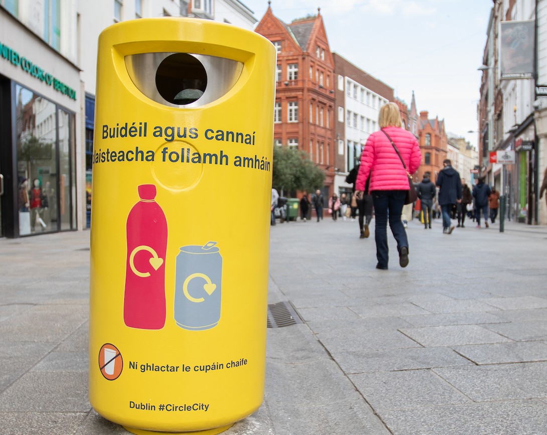 One of the new recycling bins on Grafton Street in Dublin