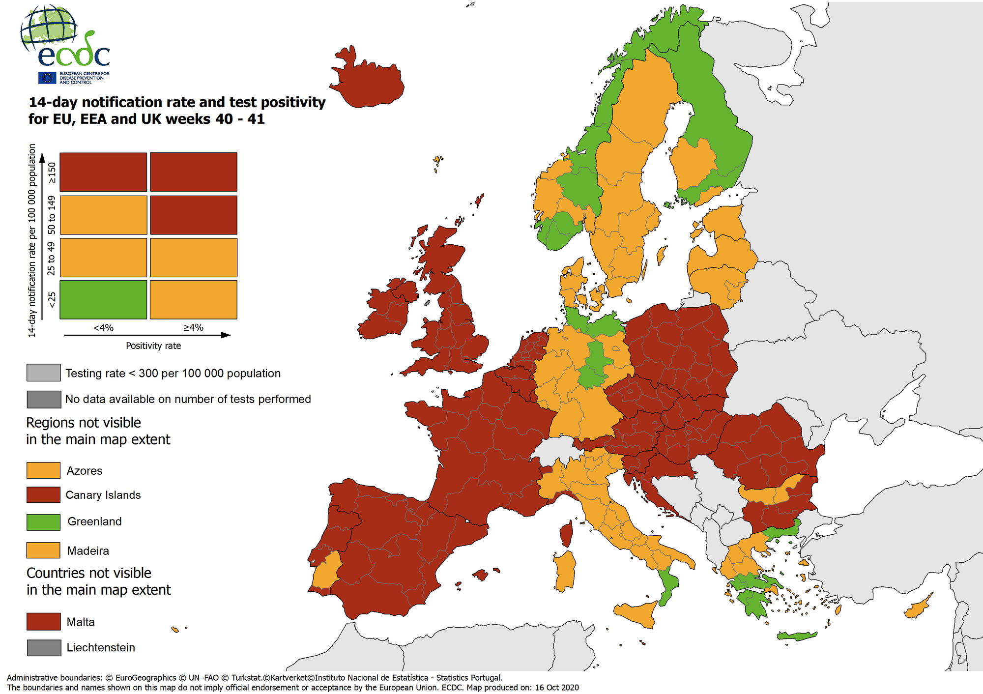 International travel map from the European Centre for Disease Control Traffic light' system green list