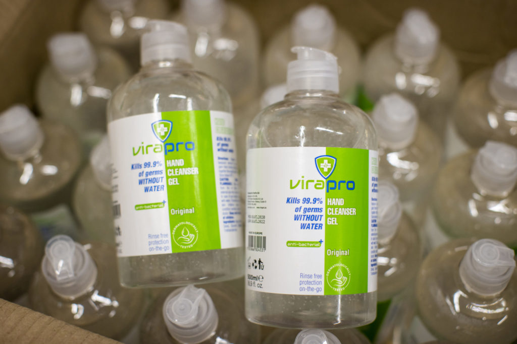 Virapro hand cleanser gel at the Belfast Trust in the grounds of Belfast City Hospital