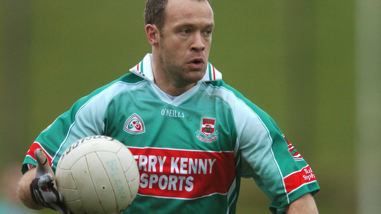 David Brady drives with the ball during a club game for Mayo side Ballina Stephenites.