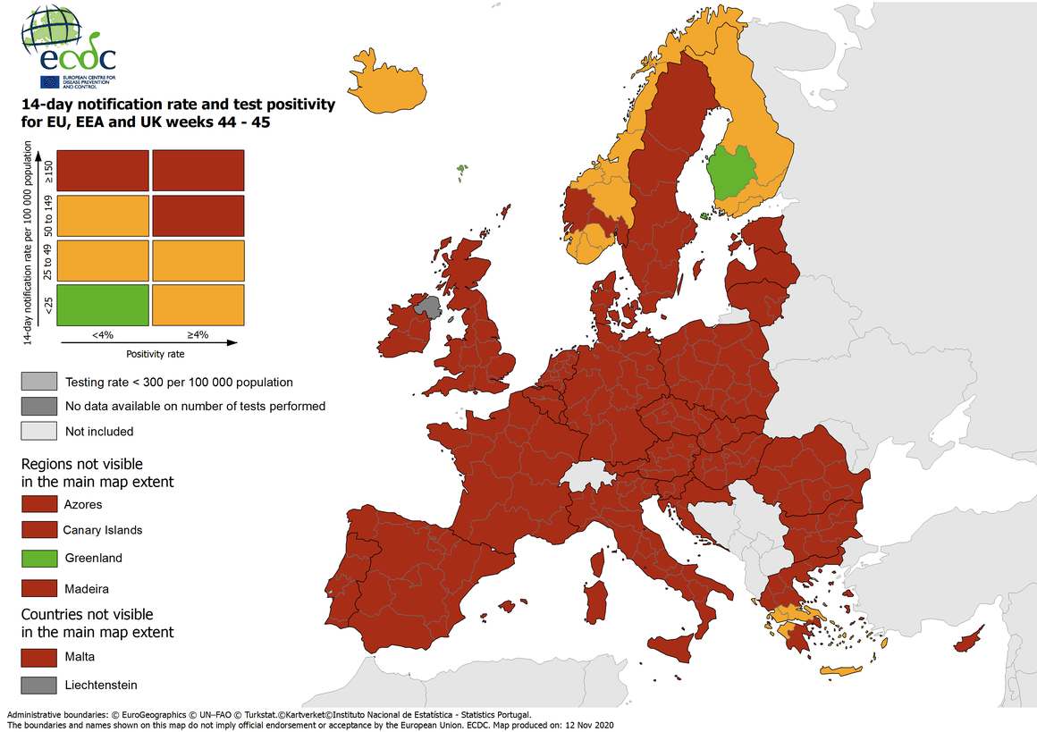 Coronavirus travel status in Europe