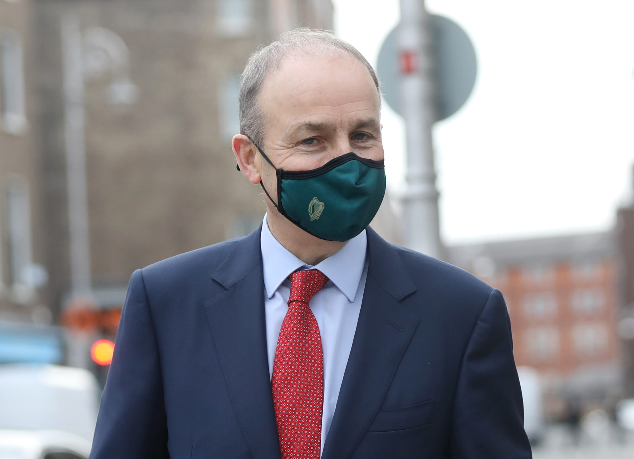Taoiseach Micheál Martin wearing a face mask