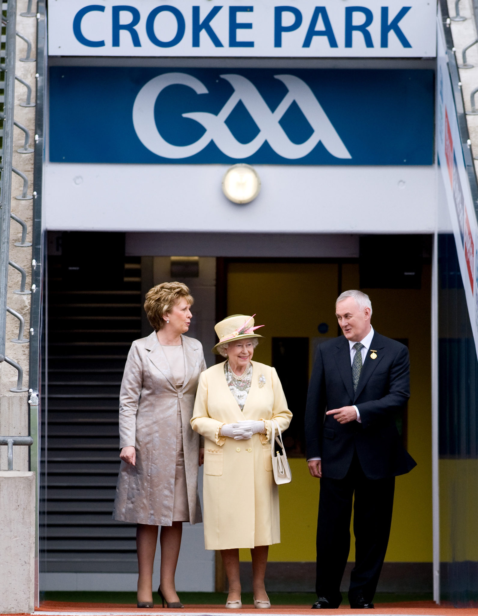 Mary McAleese, Queen Elizabeth and Christy Cooney at Croke Park