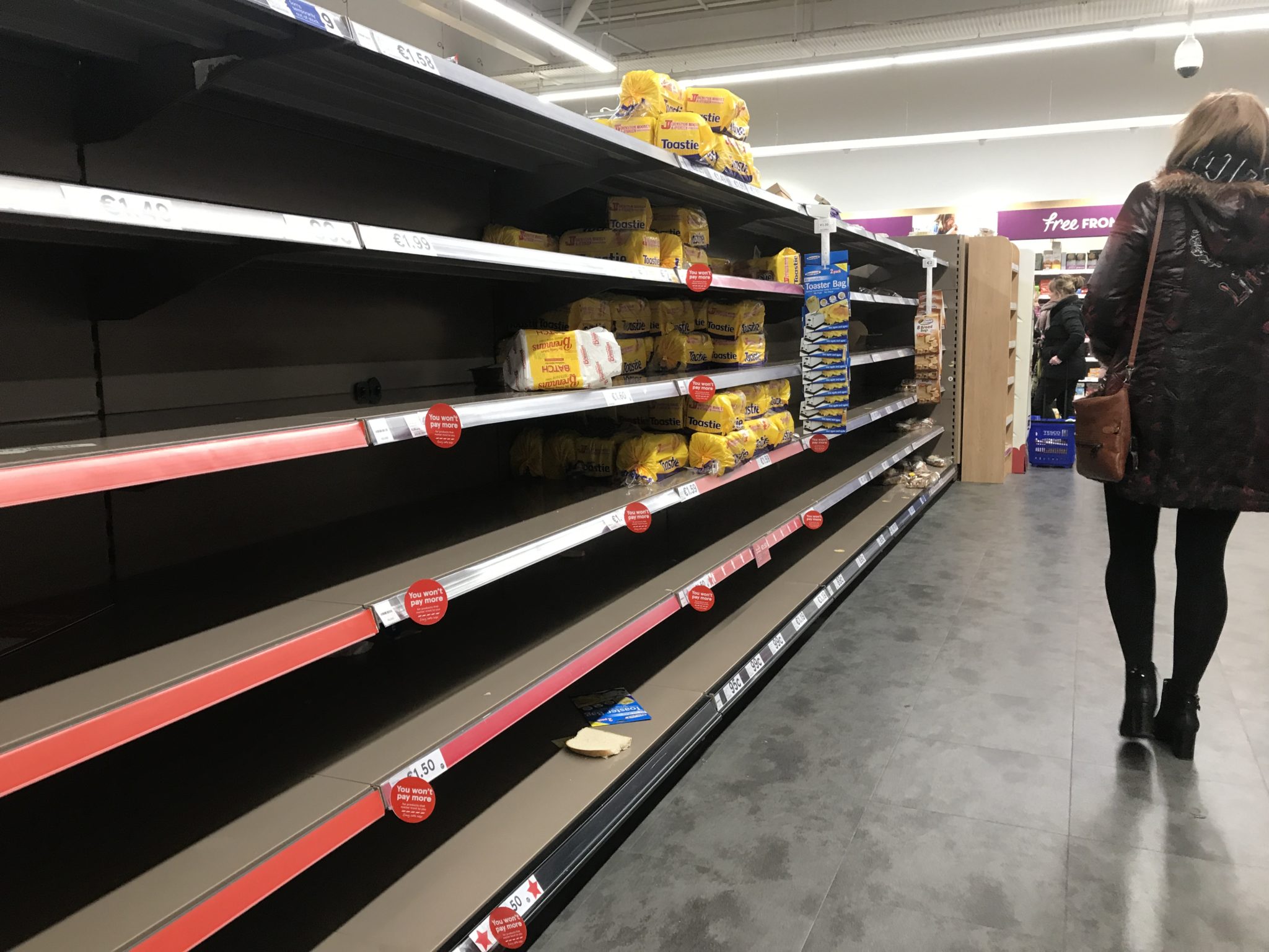 Empty shelves in a Kildare supermarket