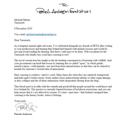 pamela anderson letter