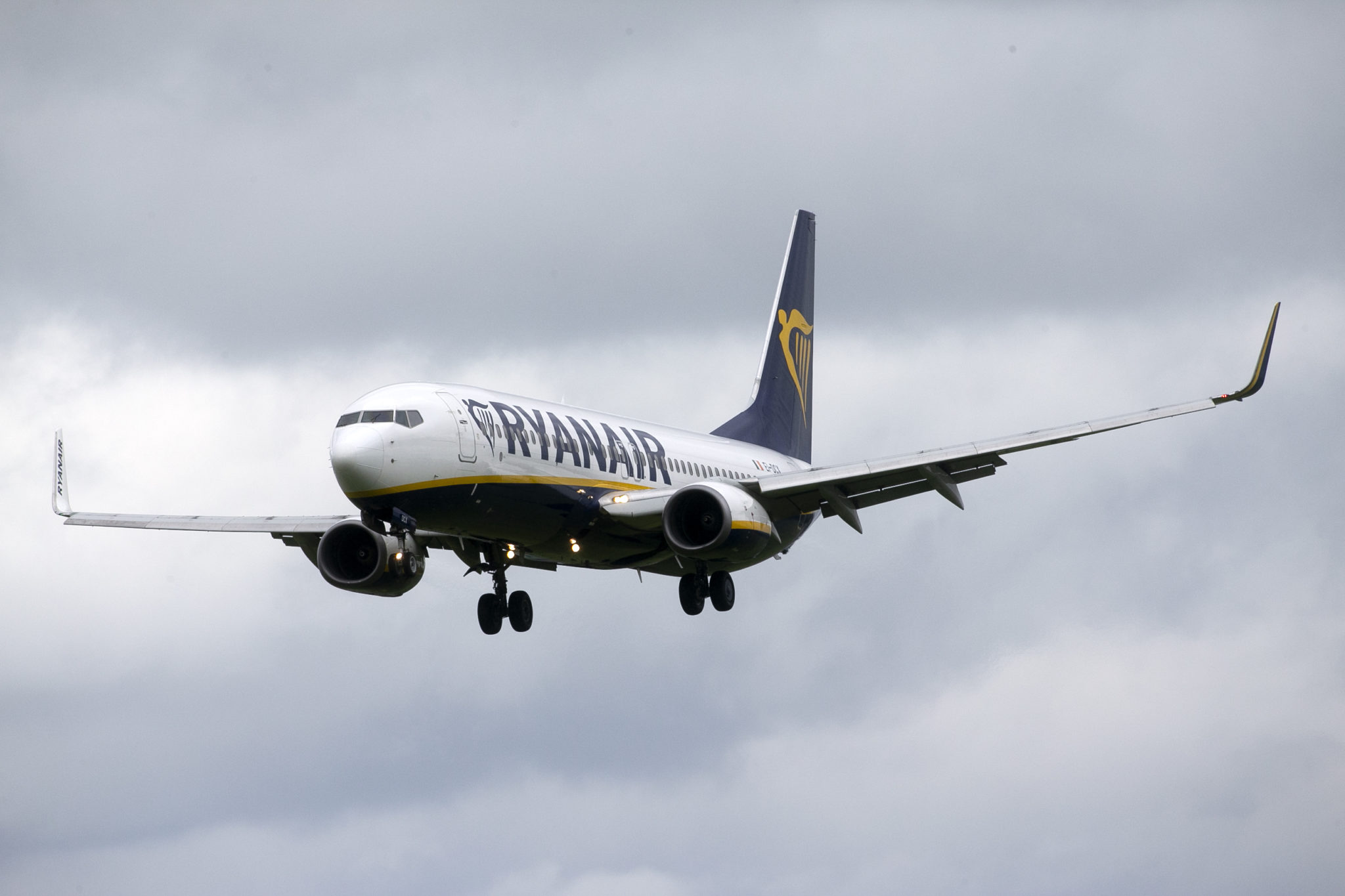 Ryanair plane arriving at Dublin airport