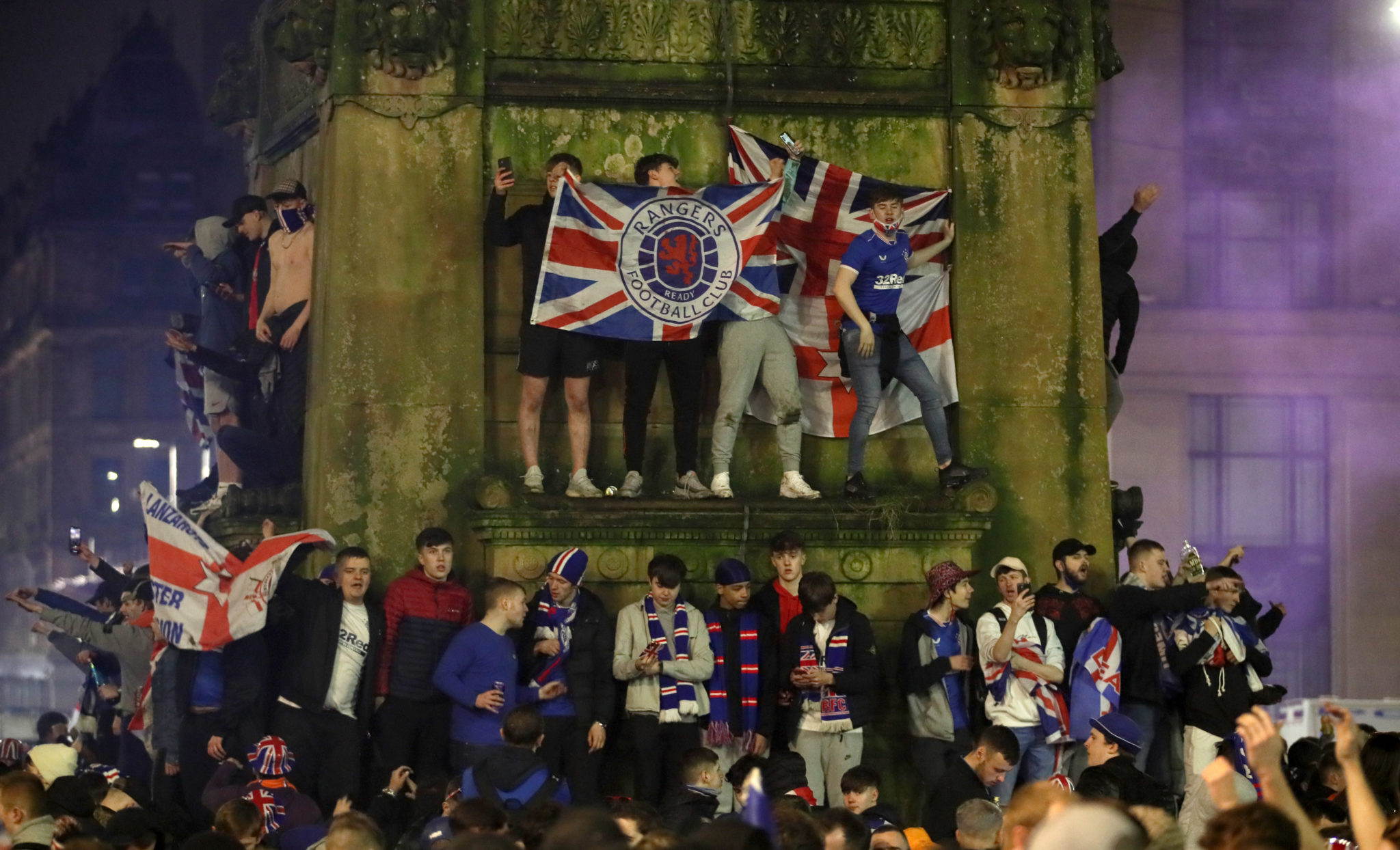 Rangers supporters gather in Glasgow