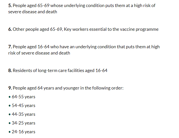 New COVID-19 vaccination list