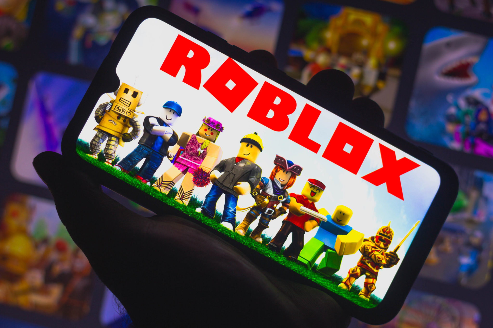 Roblox logo seen displayed on a smartphone