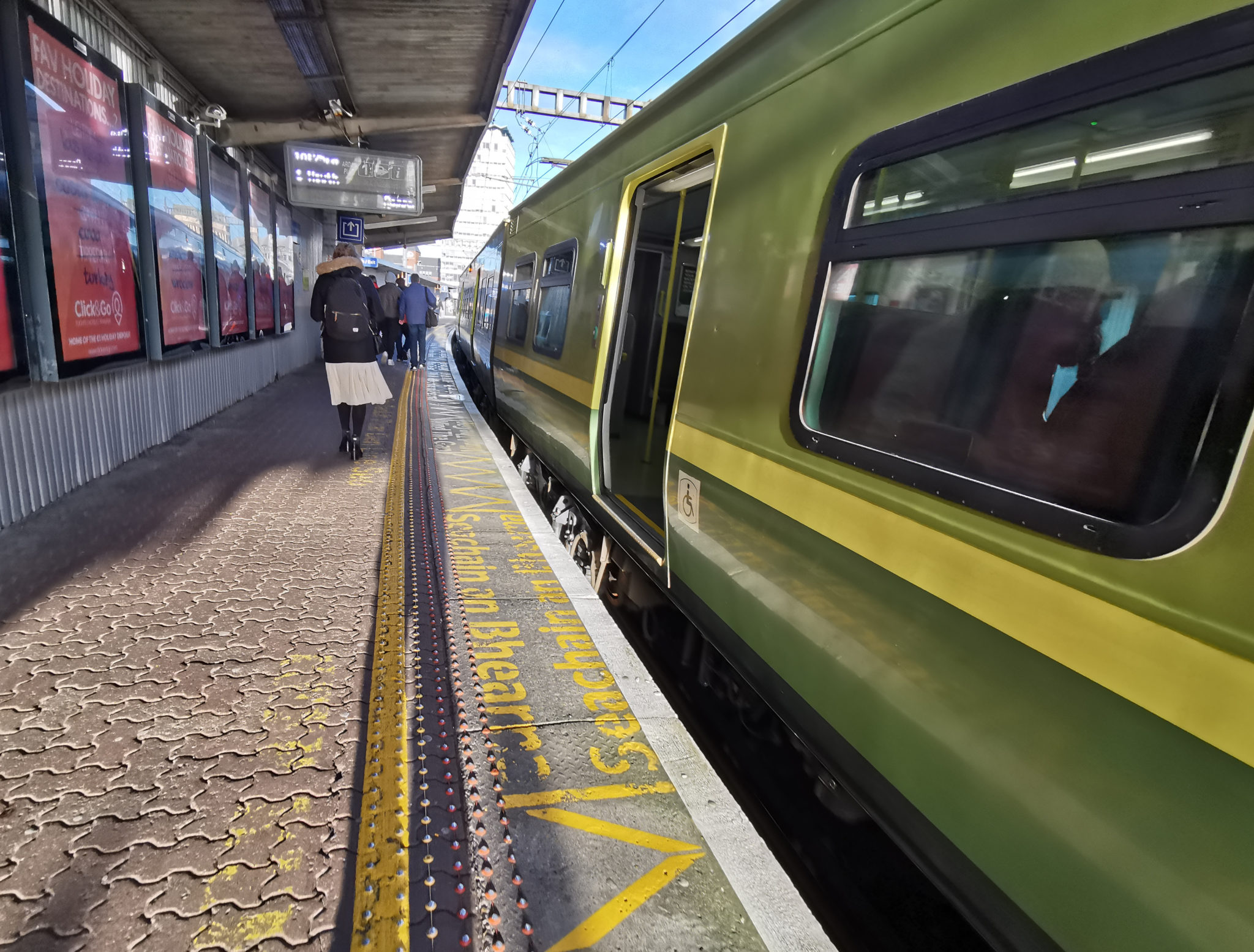 A DART train at a station in Dublin