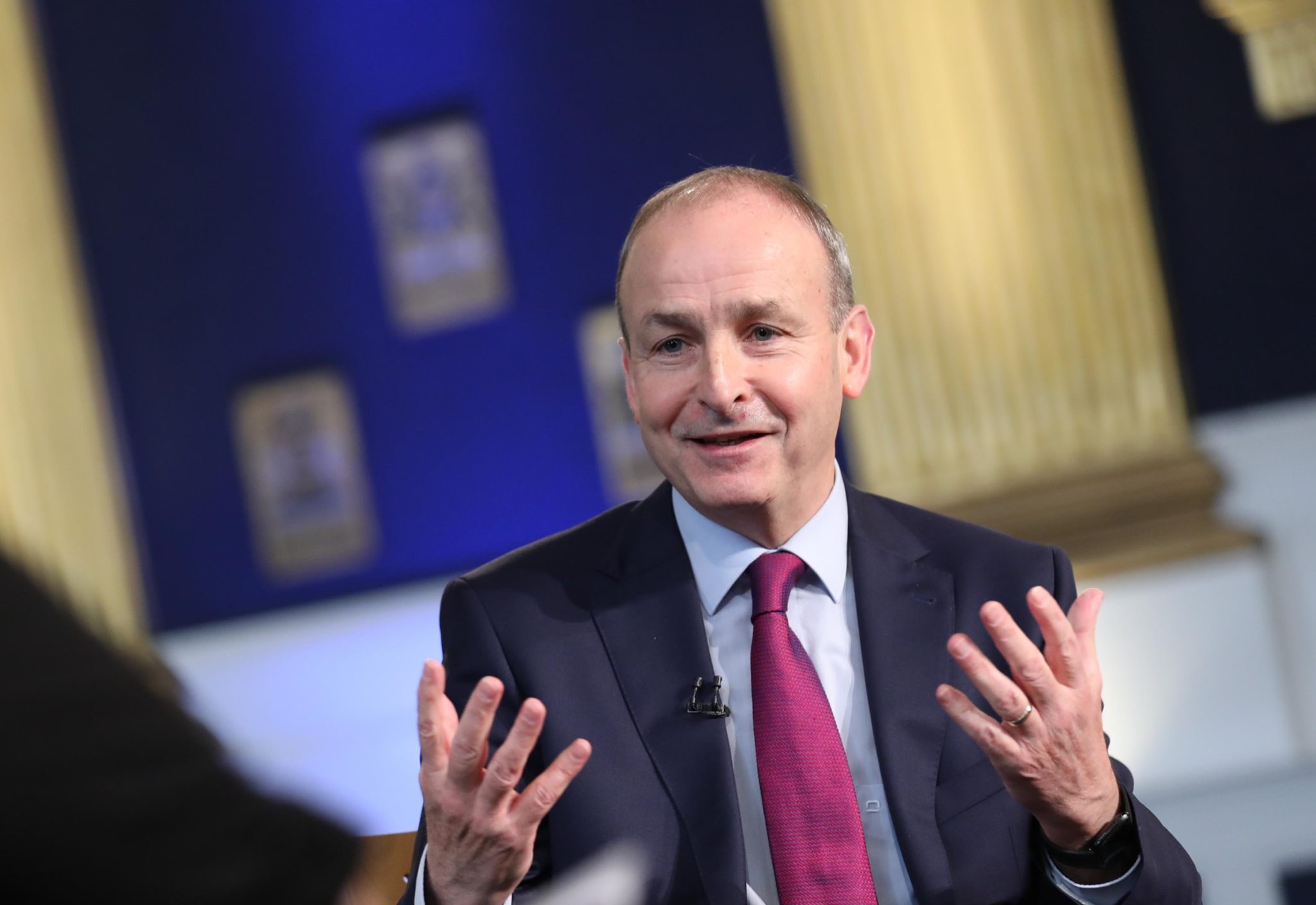 Taoiseach Michael Martin at a moderated Q&A at Dublin Castle, following an address on the Shared Island initiative in October 2020