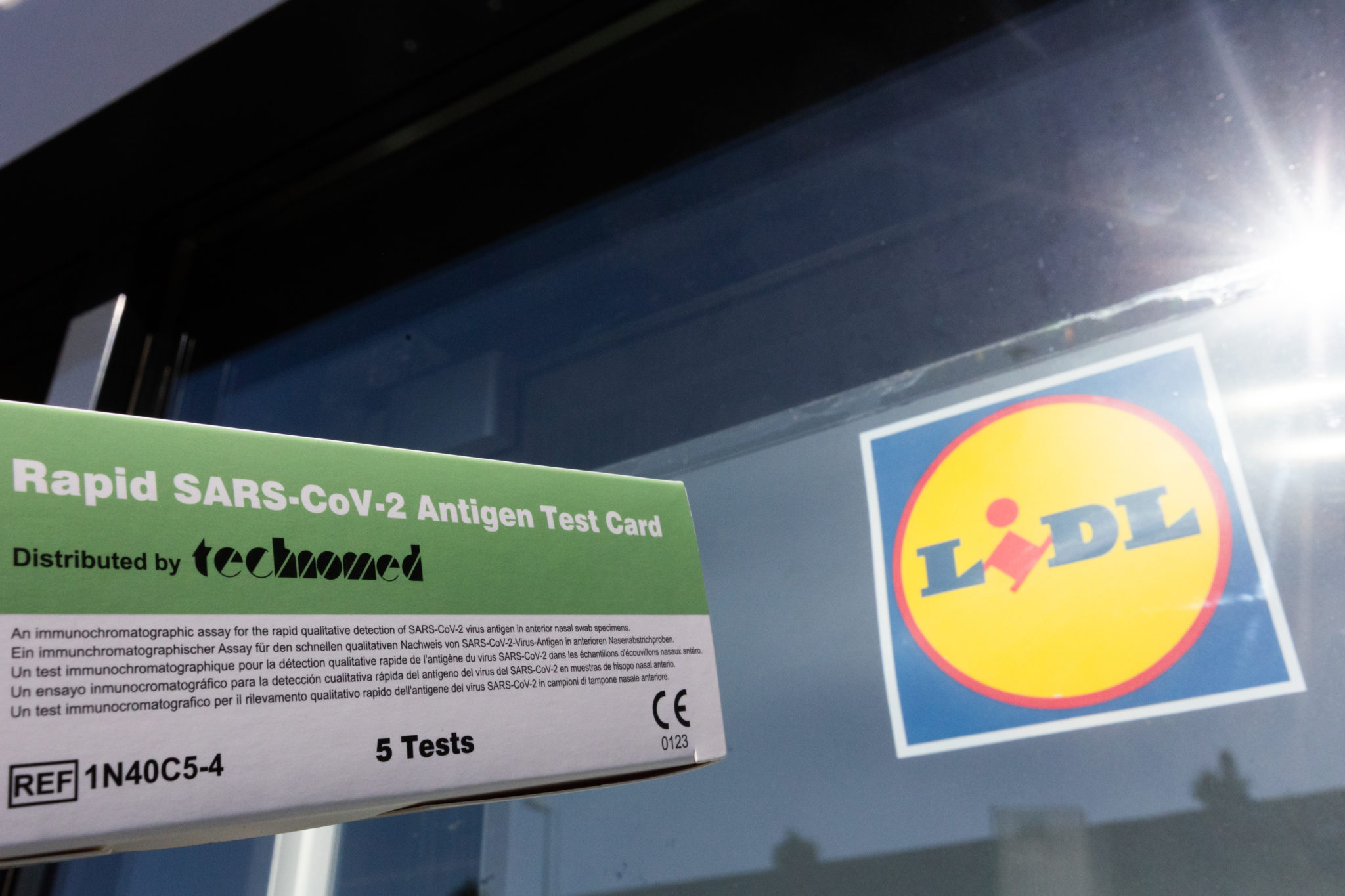 A Boson Biotech Covid-19 antigen test pictured outside Lidl Drumcondra
