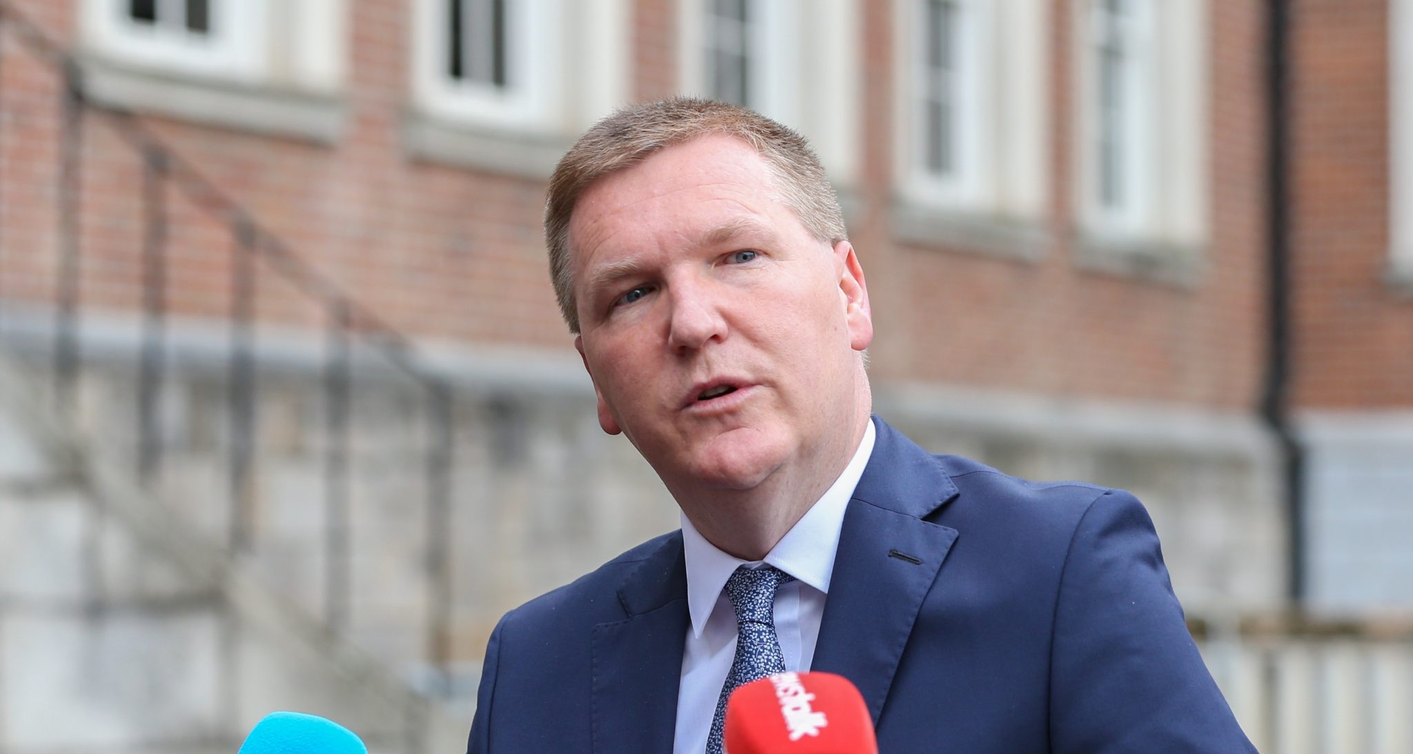 Minister for Public Expenditure Michael McGrath speaking to media before entering Dublin Castle for a Cabinet meeting.