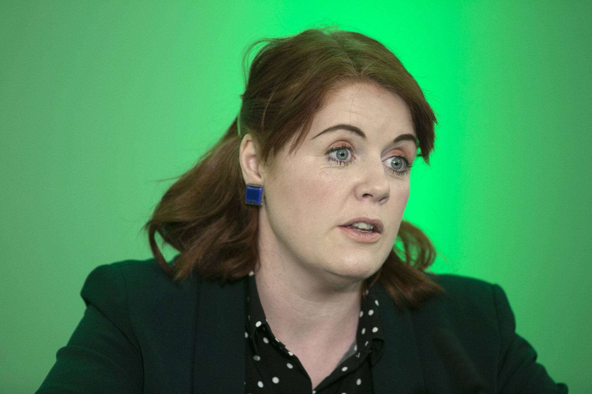 Green Party TD Neasa Hourigan speaking to the media in the Raddisson Blu Hotel, Dublin in January 2020.