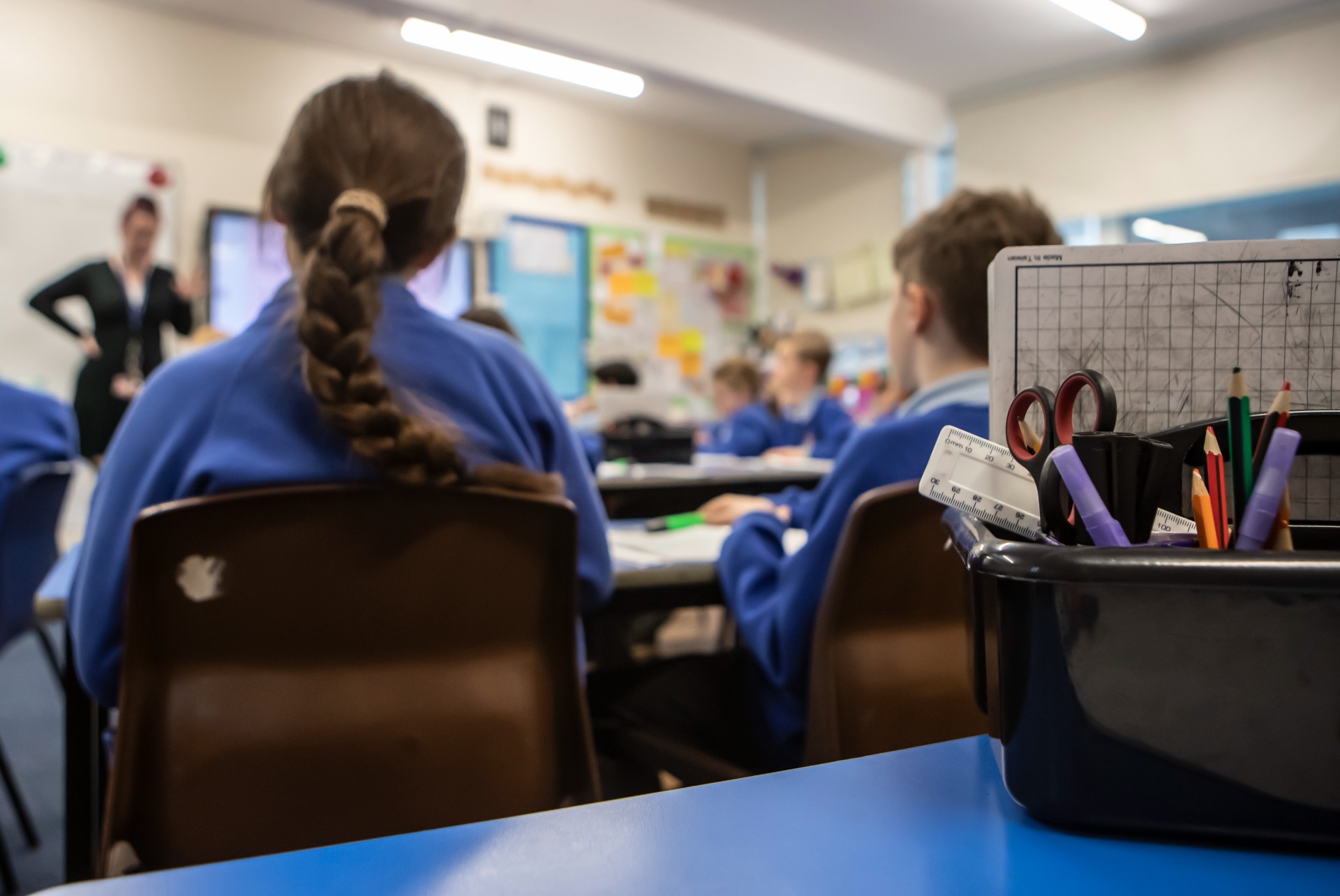 Children in a primary school classroom