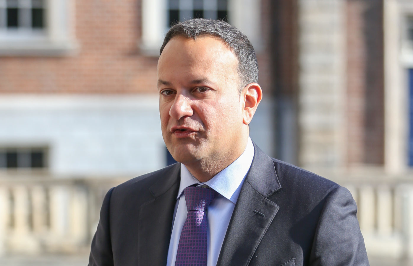 Tánaiste Leo Varadkar speaking to the media while arriving at Dublin Castle for a Cabinet meeting.