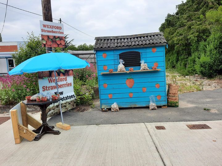 Conor Goucher’s strawberry stand in County Wexford. Image: Facebook