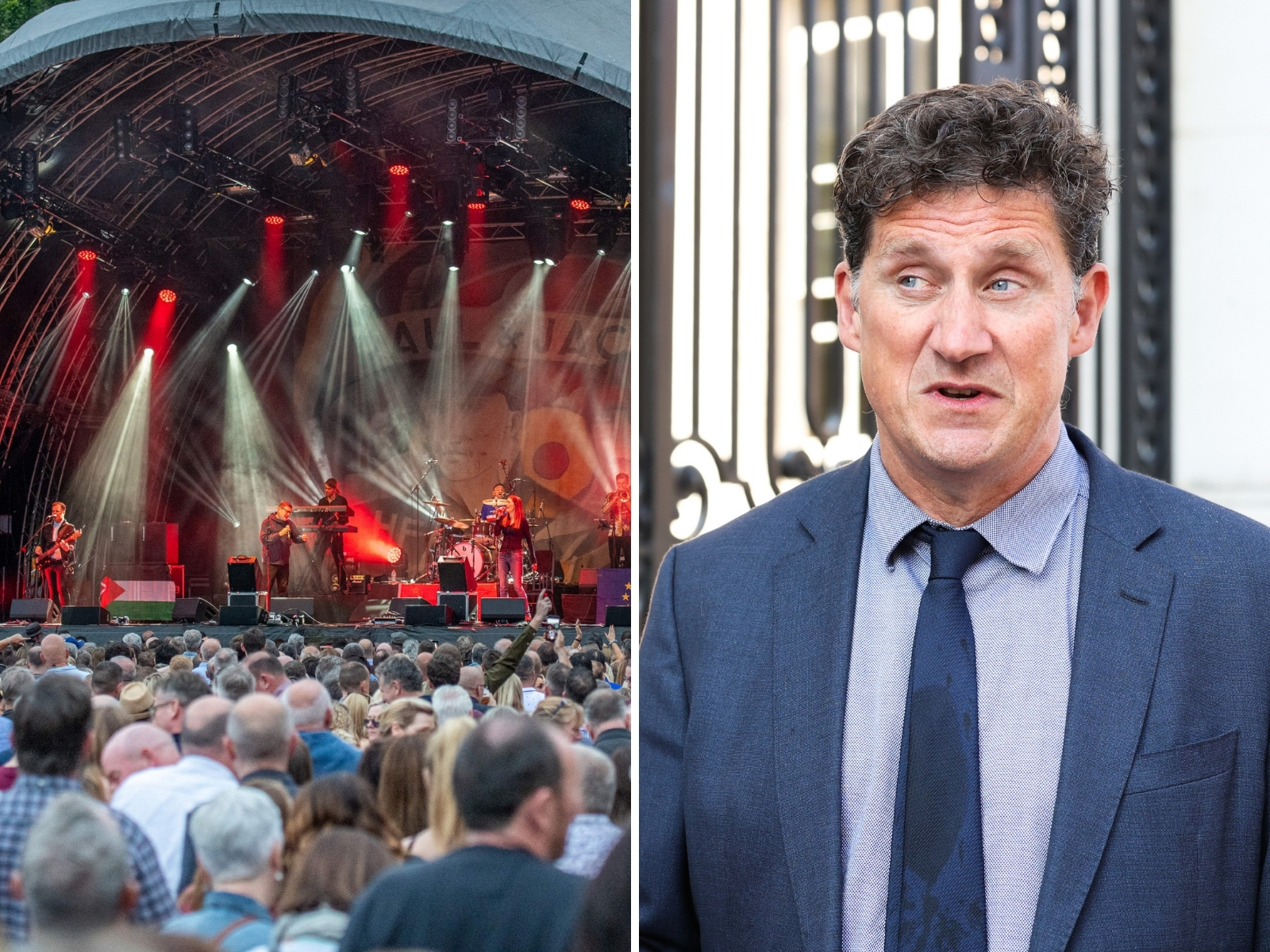 A split-screen of Eamon Ryan and the Stereophonics.