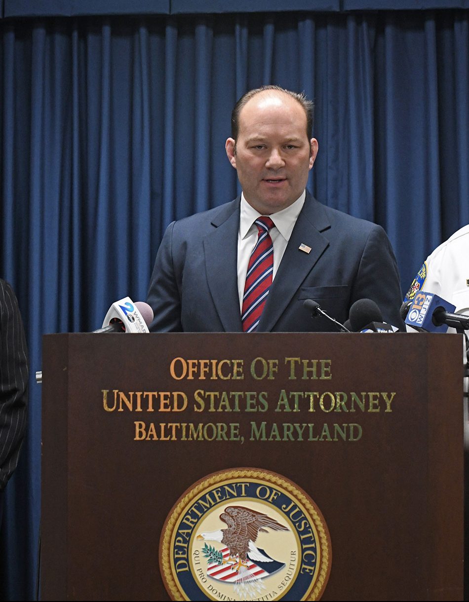 Acting US Attorney Jonathan Lenzner speaks during a news conference in Baltimore, Maryland in June 2021