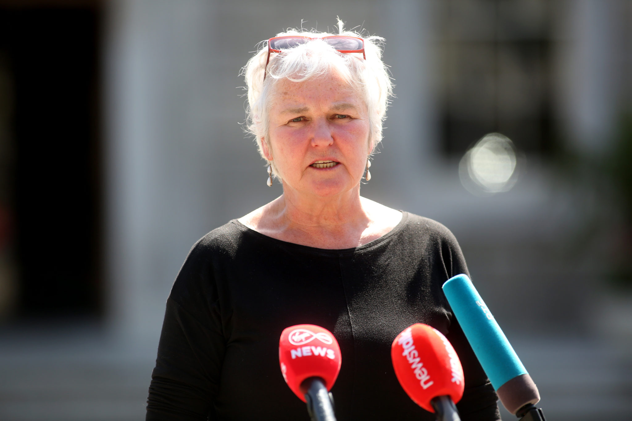 Brid Smith speaking to the media outside Leinster House in May 2020.