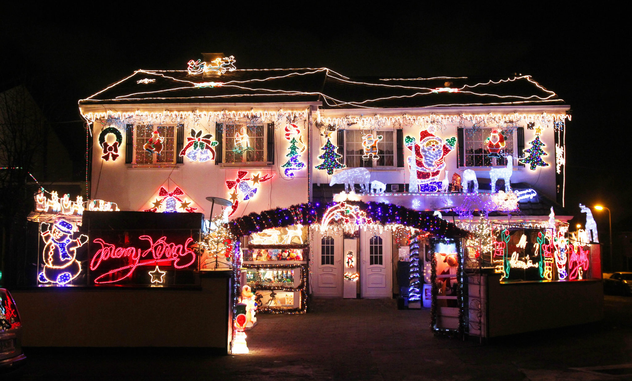 A house covered in Christmas lights in the Artane area of Dublin, Ireland.