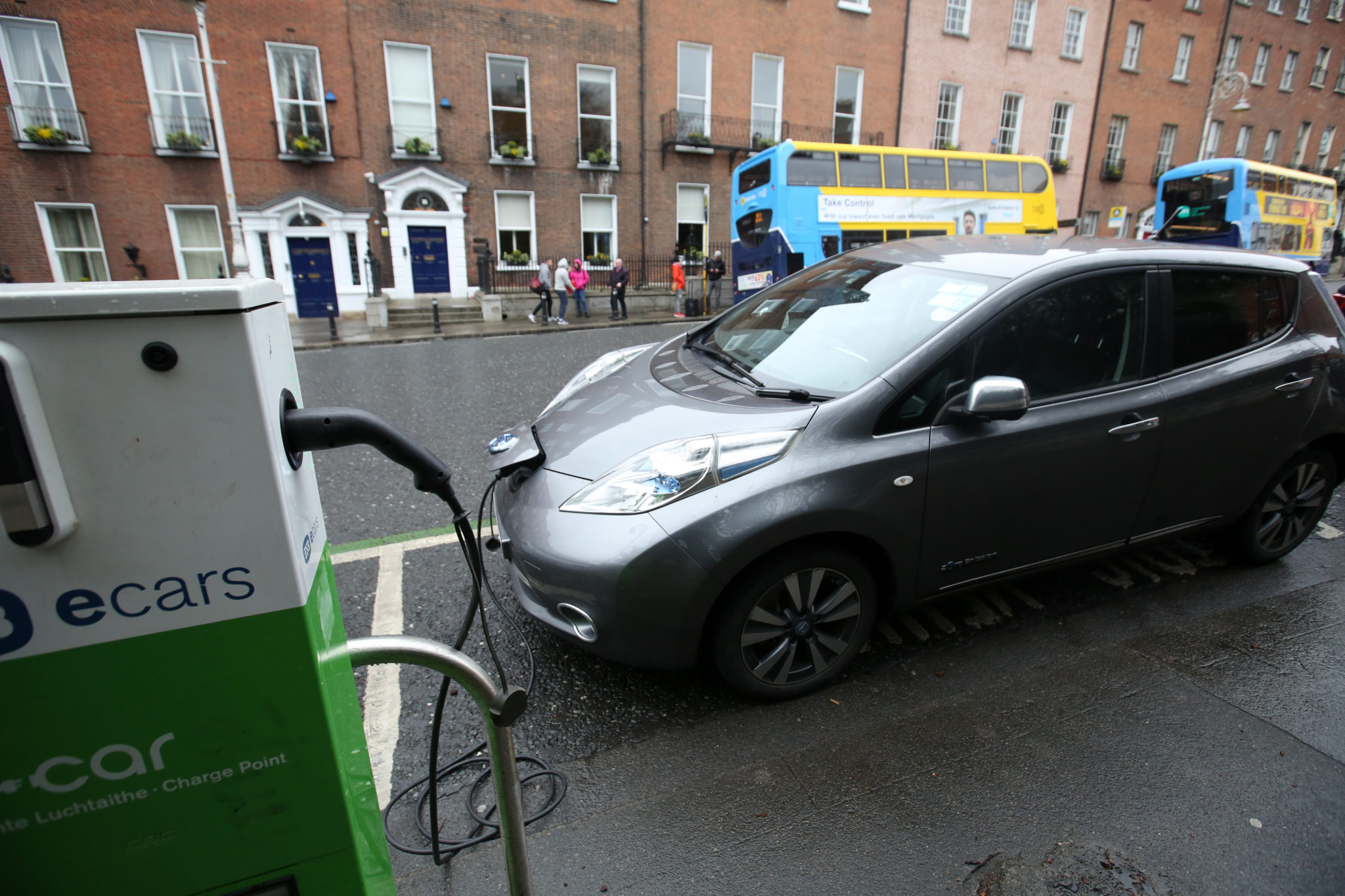 An electric car being charged in Dublin