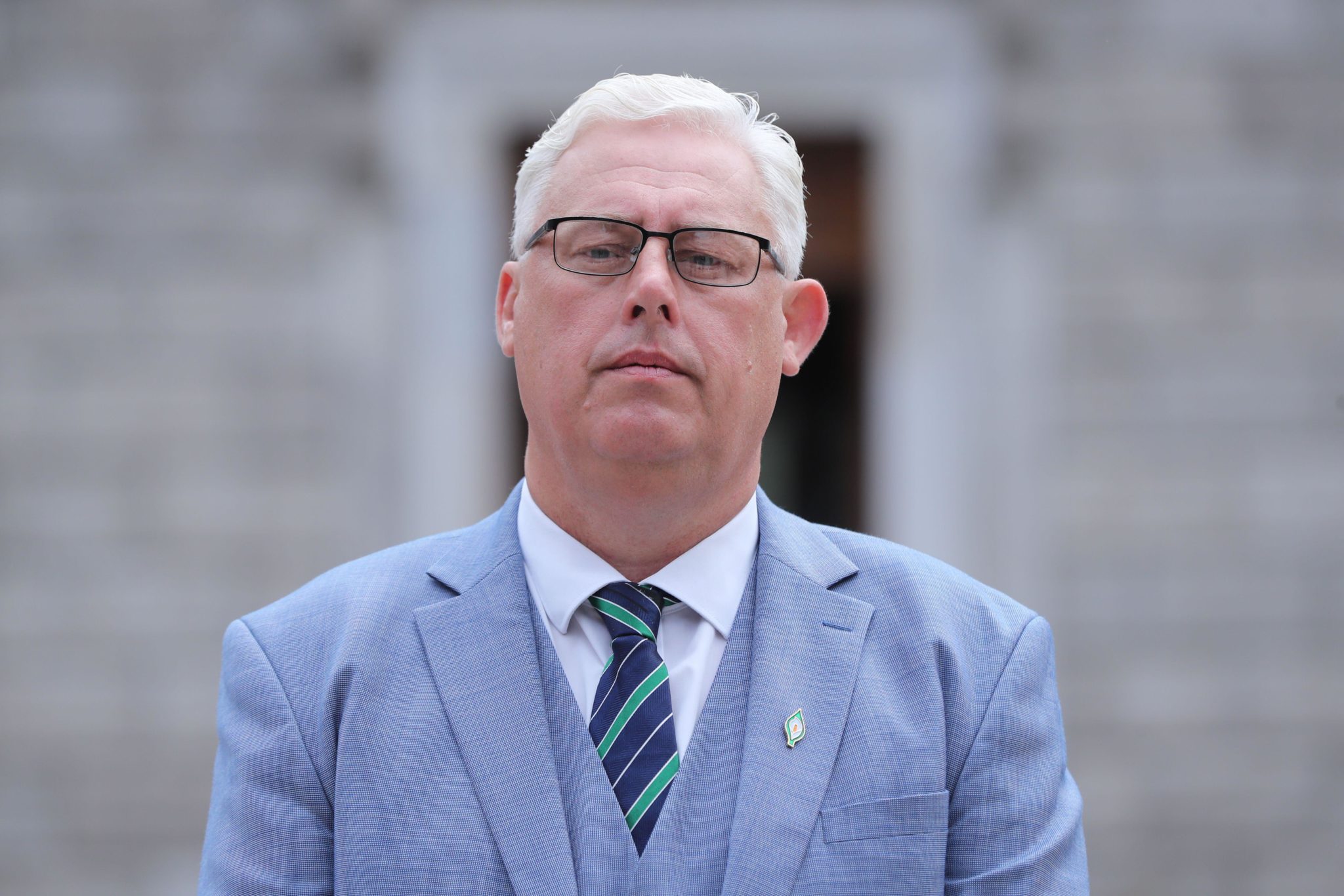Sinn Féin TD Thomas Gould at Leinster House, 17-08-2021. Image: PA Images / Alamy Stock Photo