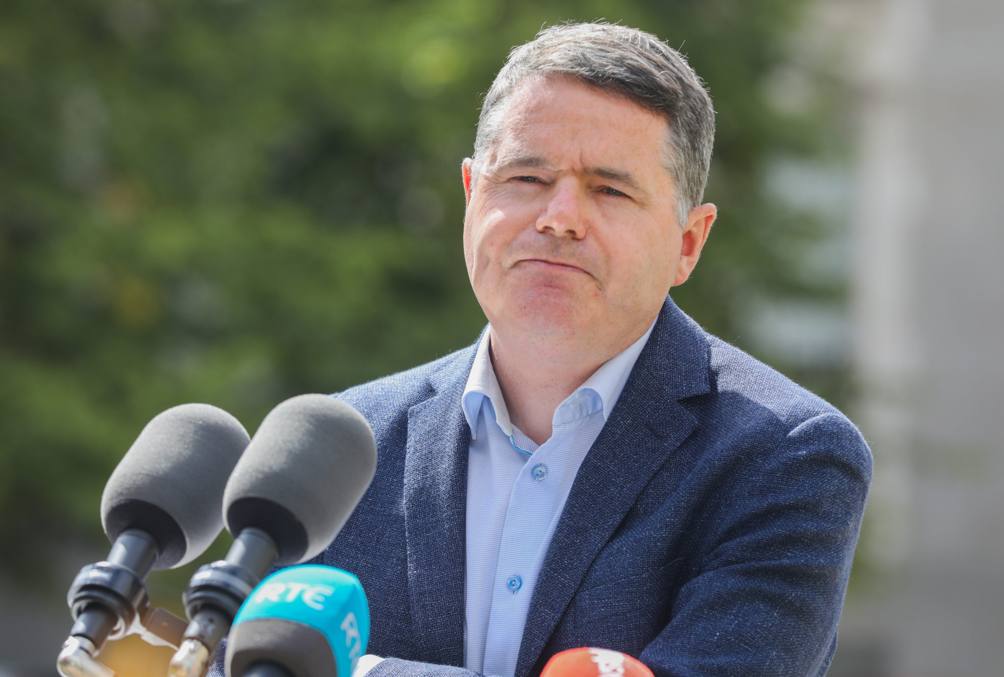 The Minister for Finance Paschal Donohoe outside Government Buildings, 10-08-2021. Image: Leah Farrell/RollingNews