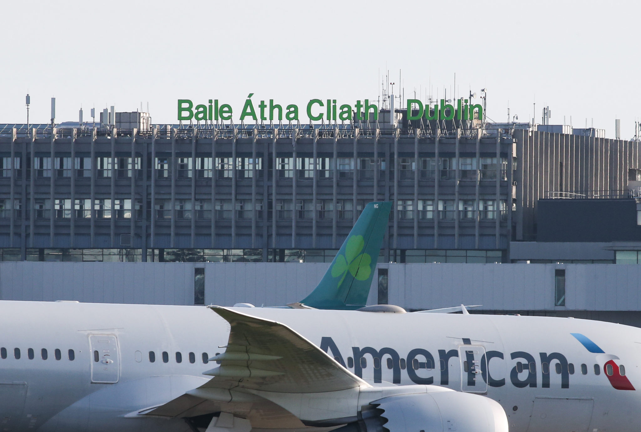 Planes are seen at Dublin Airport in April 2021.