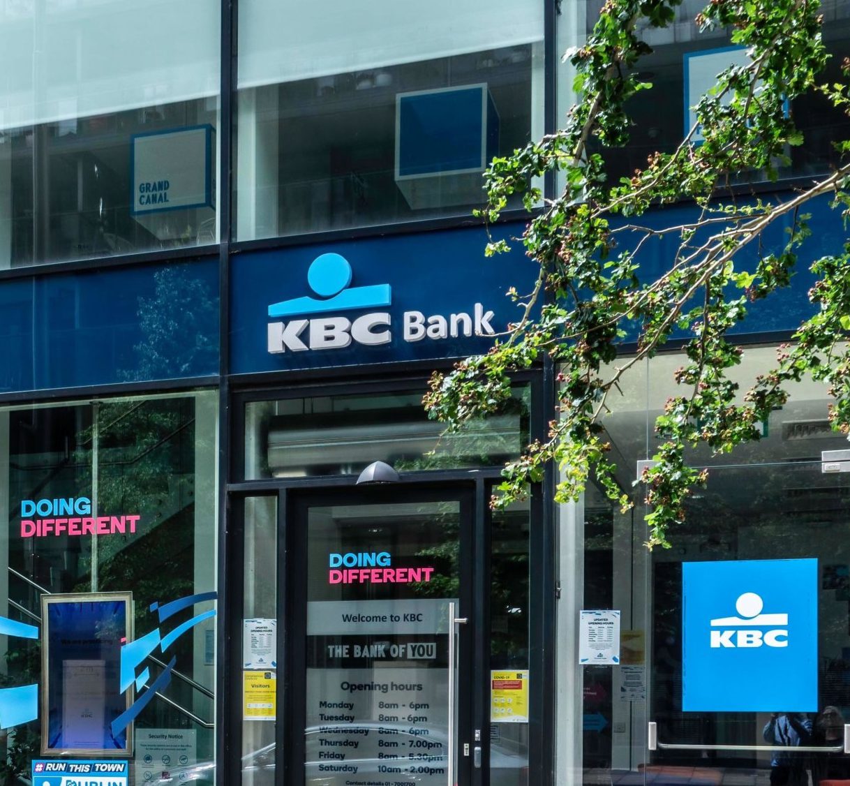 A branch of KBC Bank on Forbes Street in Dublin, Ireland in June 2021.