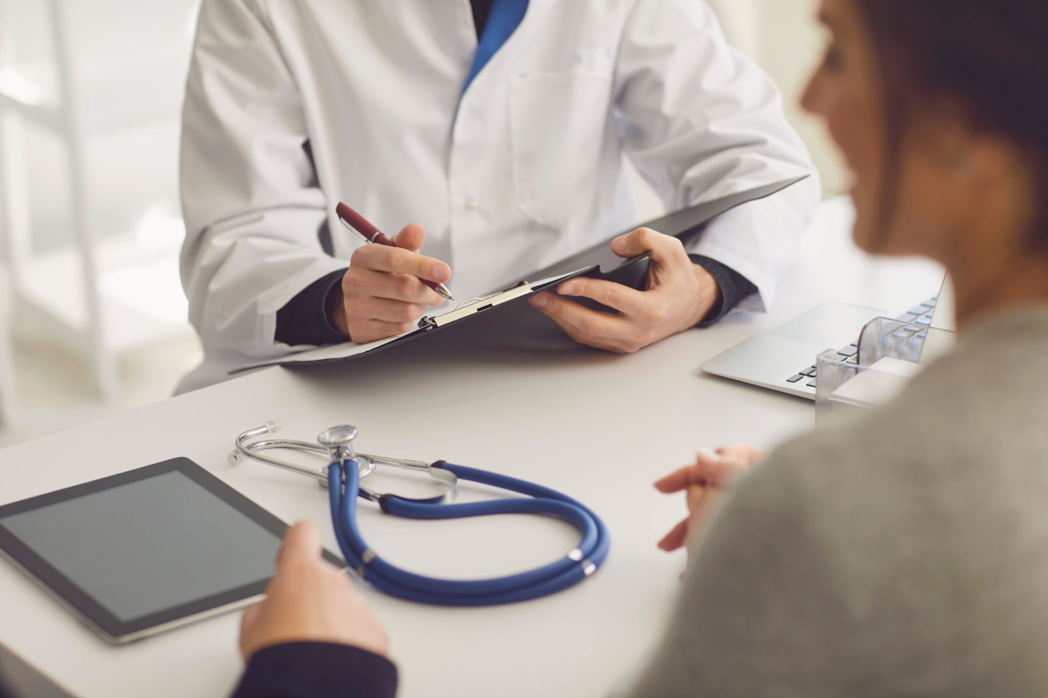 A doctor seeing patients